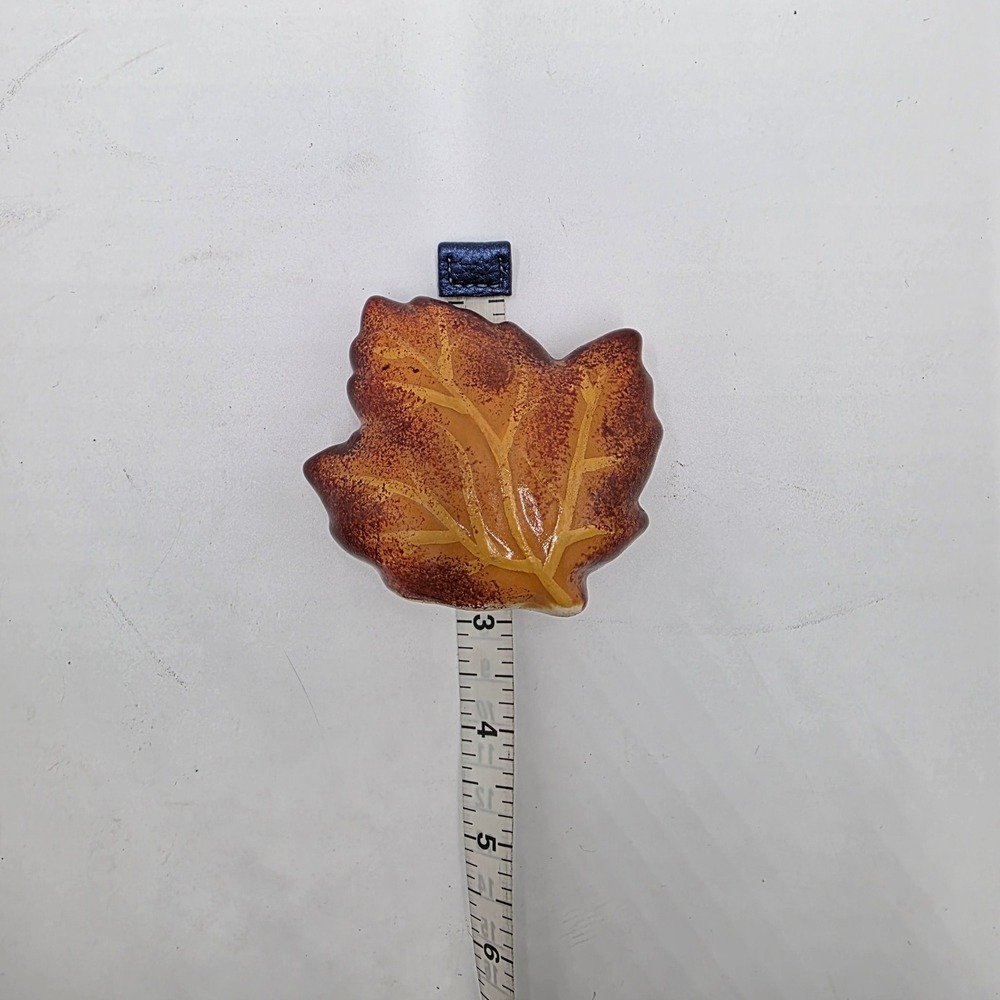 Autumn Maple Leaf Salt and Pepper Shakers Set Brown Orange Ceramic Fall Decor - Picture 5 of 5